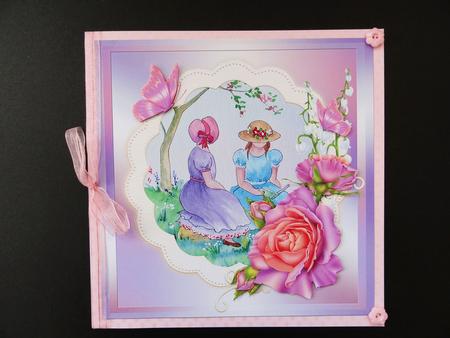 Reading a Book with Roses and Butterflies Decoupage Topper by Valerie Spowart