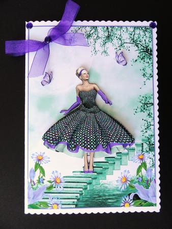 1950's Lady on a Butterfly Bridge Decoupage by Valerie Spowart
