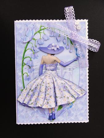 1950's Beautiful Lilac Flower Lady Decoupage by Valerie Spowart