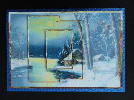 Snow Scene in the Moonlight Panel Card with Toppers by Valerie Spowart