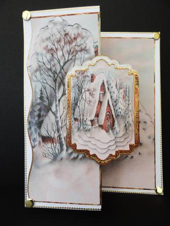 Vintage House at Christmas No Hole Fold Back Card by Valerie Spowart