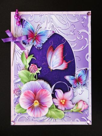 Summer Pansies & Butterflies on a Shimmering Frame by Valerie Spowart