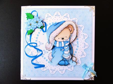 Blue Snuggle Christmas to Fit 6x6 Square by Valerie Spowart