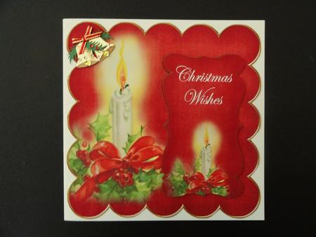 Red Candle Christmas Wishes 8in Scallop Topper by Valerie Spowart