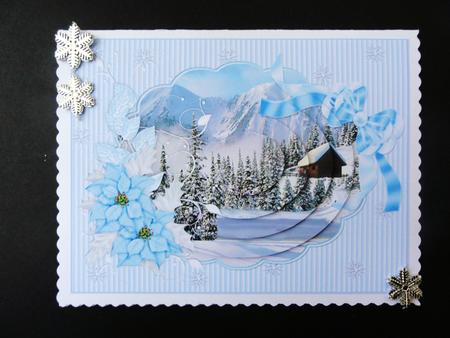 Snow Cabin Christmas Scene Oval Pyramid by Valerie Spowart