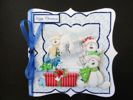 Polar Bear Christmas Card with Decoupage by Valerie Spowart