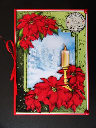 Red Poinsettia Snow Scene + Decoupage by Valerie Spowart