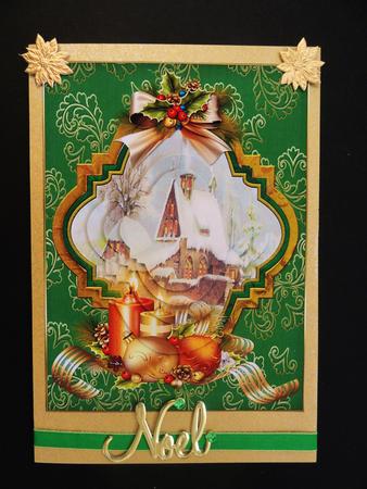 Vintage Christmas Church with Candles Shaped Pyramid by Valerie Spowart
