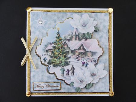 Village Life at Christmas Card with Topper by Valerie Spowart