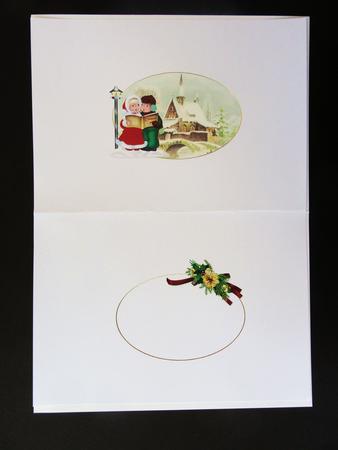 Peace Love Joy Vintage Scene with Carol Singers Red Insert by Valerie Spowart