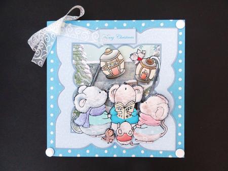 Merry Mice Carol Singers Card with Decoupage by Valerie Spowart