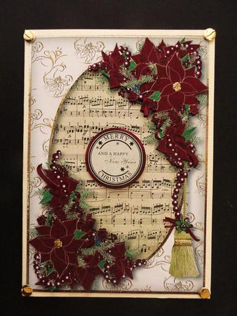 Cranberry Poinsettias & Sheet Music Christmas by Valerie Spowart