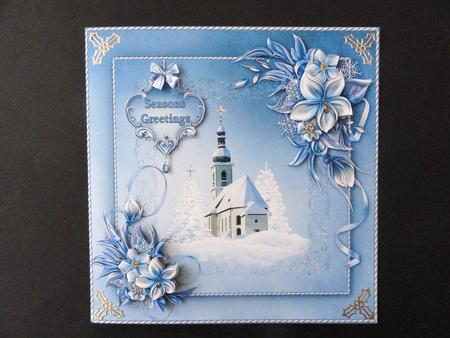 8x8 Snowy Church and Winter Flowers Mini Kit by Valerie Spowart
