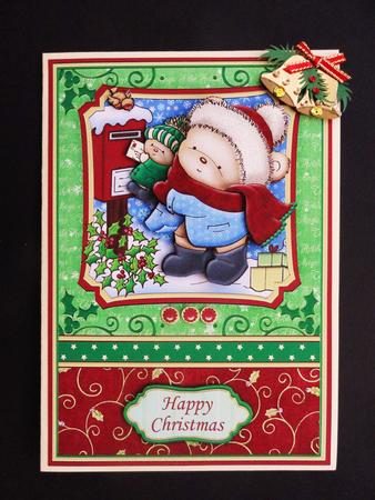 Christmas Post Bears at the Postbox Card Topper & Decoupage by Valerie Spowart