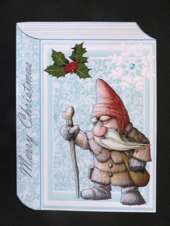 Gnome Battling the Snow Book Card by Valerie Spowart