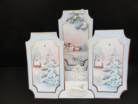 Vintage Peaceful Christmas Scene Tri-fold Card by Valerie Spowart