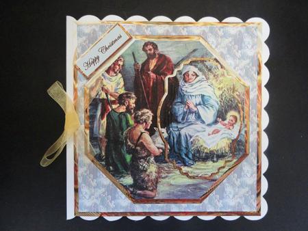 Vintage Nativity Card Front with a Topper by Valerie Spowart