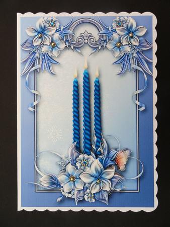 Gorgeous Blue Floral Christmas Candles by Valerie Spowart