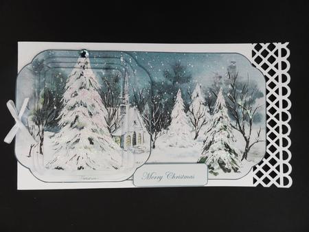 Winter Church at Christmas Dl Card with Topper by Valerie Spowart