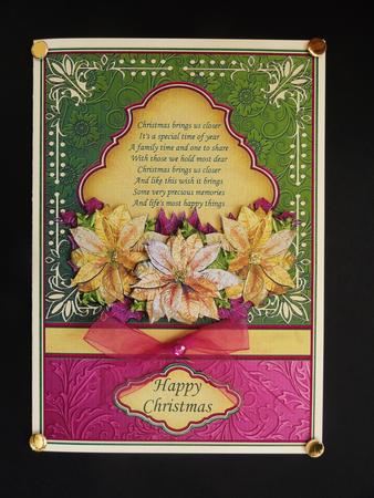 Christmas Poinsettia in Gold & Plum Card Topper & Decoupage by Valerie Spowart