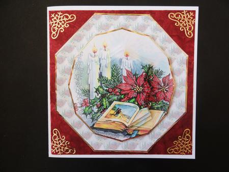 Candles, Poinsettias and a Story Book Card with Topper by Valerie Spowart