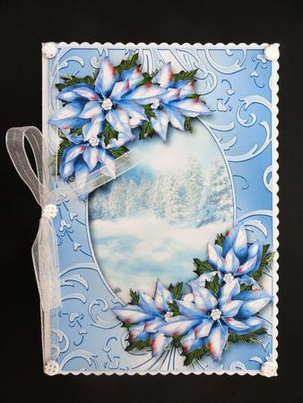 Christmas Ice Blue Poinsettia Snow Scene by Valerie Spowart
