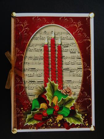 Red Christmas Candles & Sheet Music by Valerie Spowart