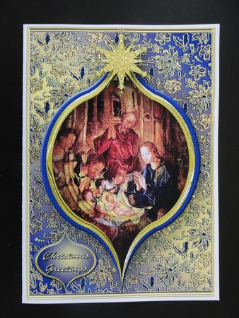 Adoration of the Shepherds Pyramid Card Front by Valerie Spowart