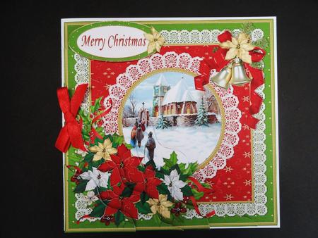 Red Green and Gold Vintage Christmas Side Stacker by Valerie Spowart