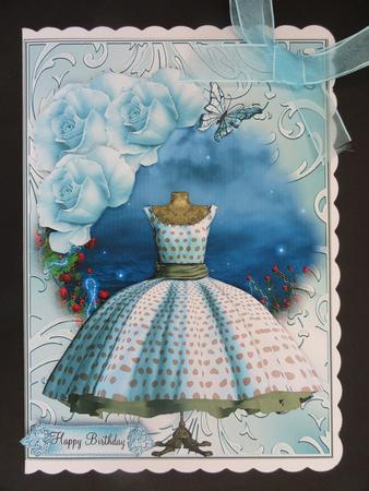 Blue Rose and Polka Dots in a Shimmering Frame by Valerie Spowart