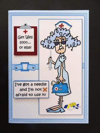 Stella Has a Needle Get Well Quick Card by Valerie Spowart