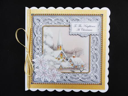 Ice Church Sil Neighbours at Christmas 8in Sentiment Topper by Valerie Spowart