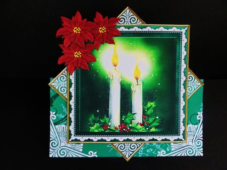 Candle Duo Green Red Poinsettia Diamond Card Mini Kit by Valerie Spowart