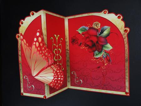 Butterfly Fold Back 'red Rose 40th Birthday' by Valerie Spowart