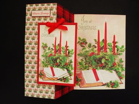 Holly and Christmas Candles No Hole Fold Back by Valerie Spowart