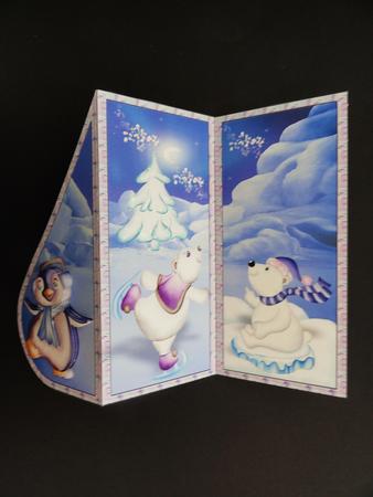 Polar Bear and Penguin Having Fun Teardrop Card by Valerie Spowart