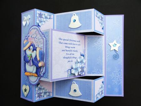 Christmas Penguin Kiss Tri Shutter Card Mini Kit by Valerie Spowart