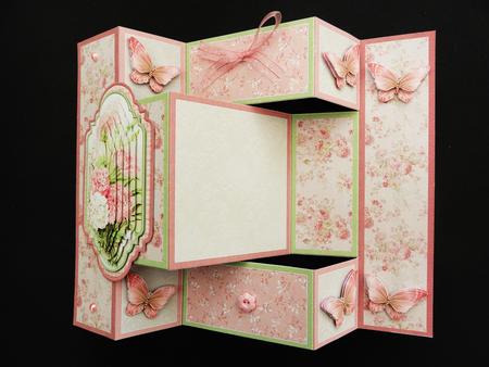 Peach Carnations Floral Tri Shutter Card Mini Kit by Valerie Spowart