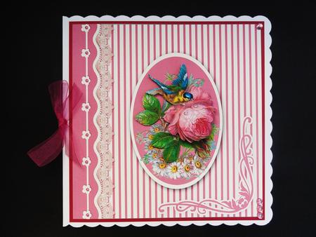 Pink Rose and Bluebird by Valerie Spowart