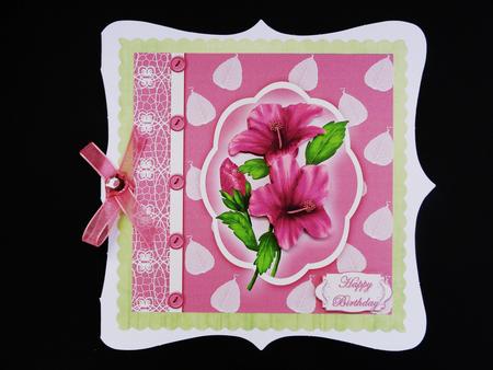 Pink Hibiscus and Buttons by Valerie Spowart