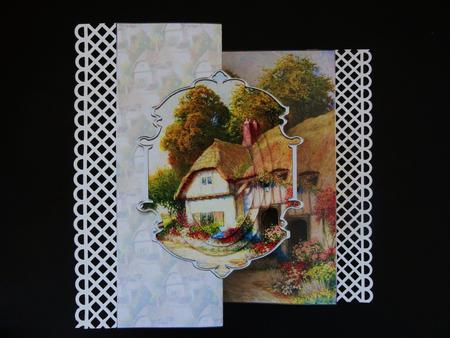 The Cottage Scene No Hole Fold Back Card by Valerie Spowart