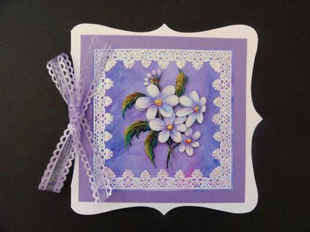8x8 Blue Daisies with Decoupage Topper by Valerie Spowart