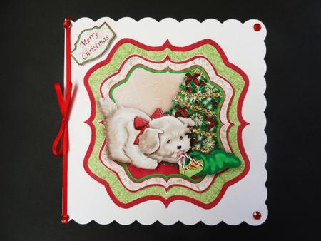 Puppy & Stocking Christmas Bracket Topper Decoupage & Insert by Valerie Spowart