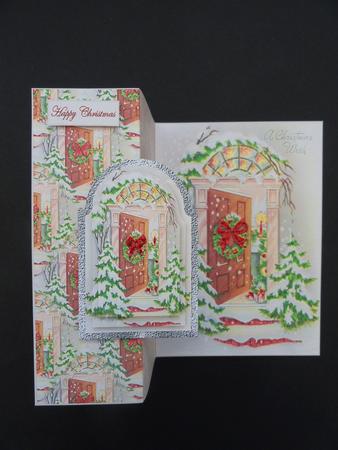Christmas Door No Hole Fold Back Card by Valerie Spowart