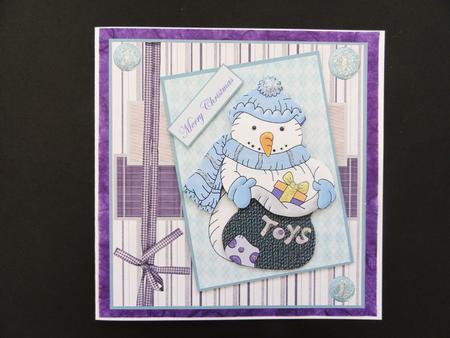 Snowman with His Toy Sack Card and Topper by Valerie Spowart