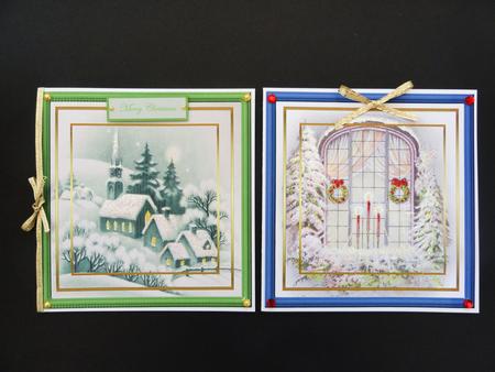 Village Church and Christmas Window Framed Toppers by Valerie Spowart