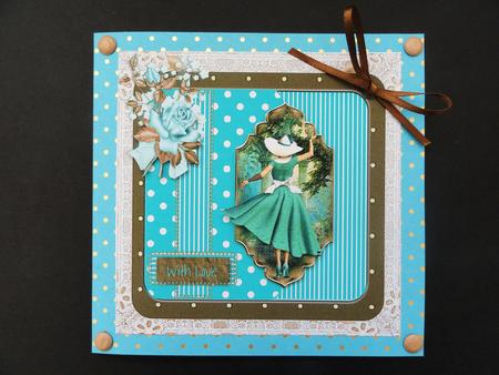 Polka Dots and Lace in Teal Card Topper by Valerie Spowart