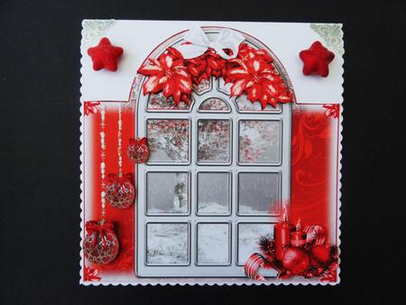 Beautiful Christmas Window Scene Shaped Topper by Valerie Spowart