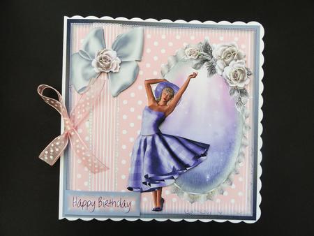 1950's Style Polka Dot Pinks Card Topper by Valerie Spowart