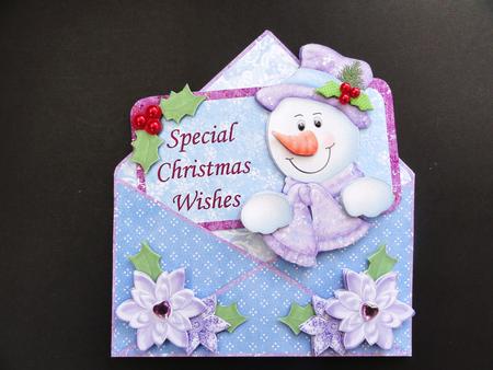 Snowman Christmas Envelope Peeper Card Mini Kit by Valerie Spowart
